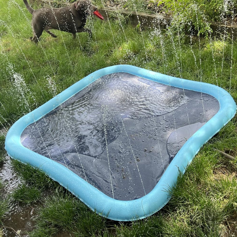 Piscine carrée pour enfant de 5 po H x 70 po x L 70 po, tapis d'arrosage portatif pour animal de compagnie, activité de divertissement dans la cour extérieure