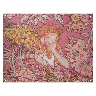Femme entre des fleurs tapisserie Magdaleno
