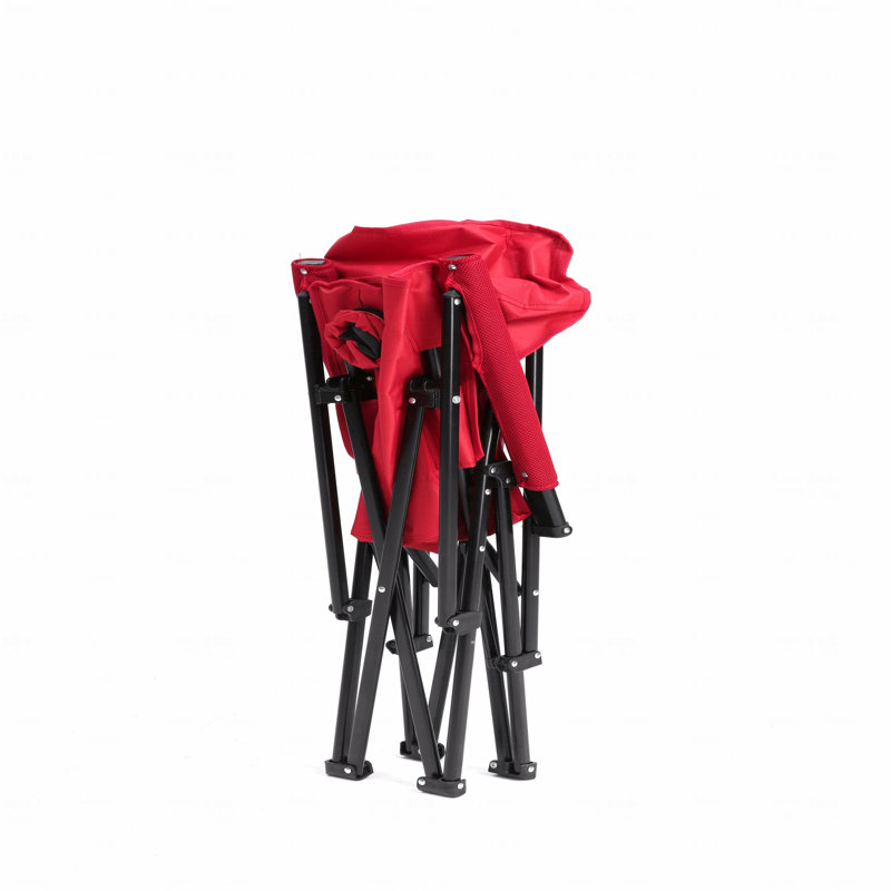 Outdoor Lawn Chair, Heavy Duty Supports 250Lbs, Portable Collapsible With Cup Holder, Red, Black