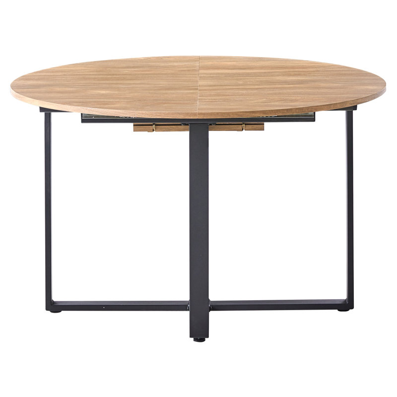 Extendable Round Metal Base Dining Table