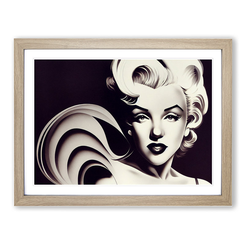Bombshell Woman - Single Picture Frame Print, 46cm H x 64cm W x 2cm D, Oak Framed