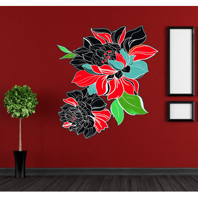Adhésif décoratif fleurs Boho, autocollant mural de style bohémien, rose Boho vinyle autocollant, bébé autocollants Bouquet rose Boho - GD620