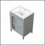 Meuble-lavabo gris 24 po avec lavabo, deux tiroirs, tablette réglable et élégante porte en verre Moru pour salle de bain moderne-698924407