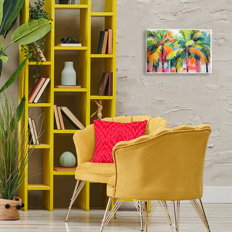 Plaque murale Bright Mod Palms & Rectangles, design par LSR Design Studio, H 10 po x l 15 po