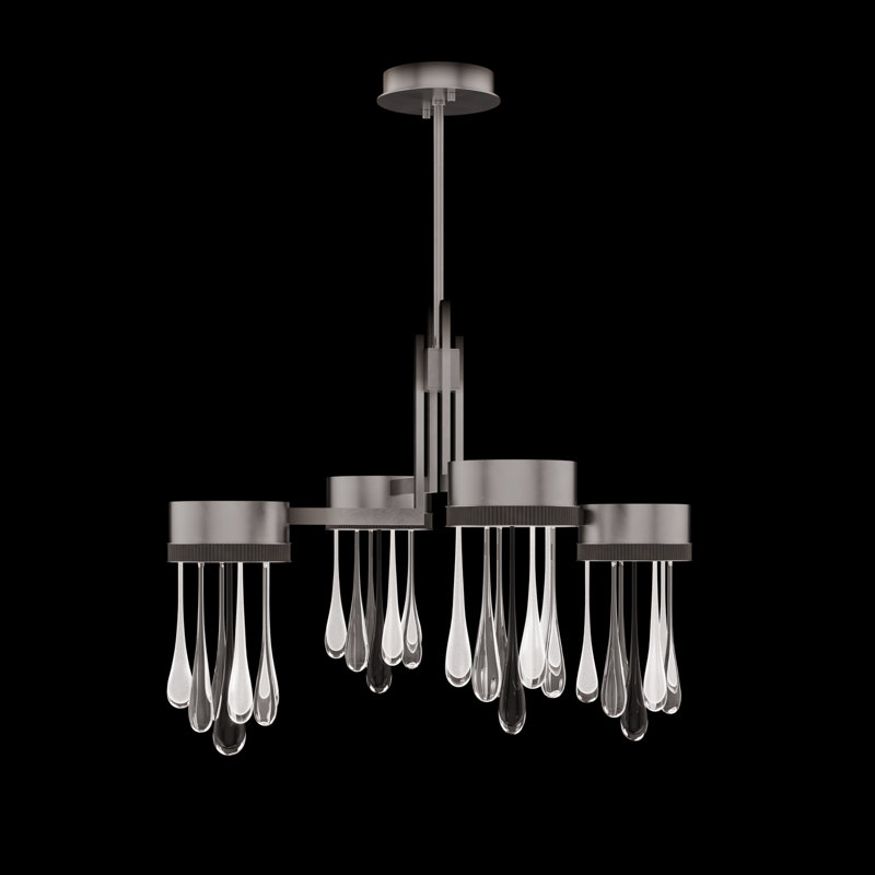 Rain 33"W Round Pendant, Ombre Silvers