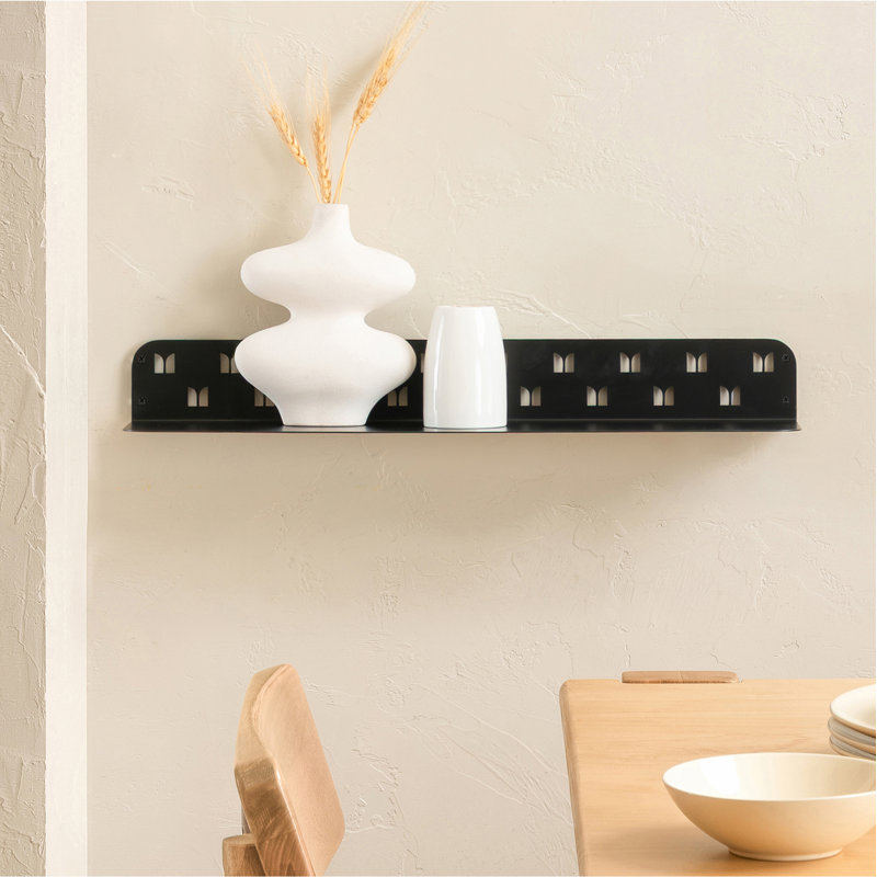 Kobin Metal Wall Mounted Floating Display Shelf, Black, 3" H x 24" W x 6" D