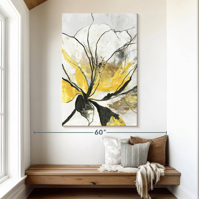 Contour floral Harnek I - version jaune, H 51 po x l 34 po