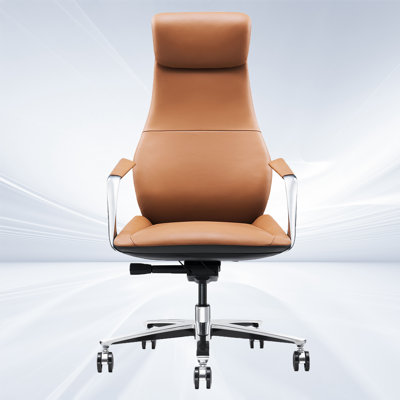 Fauteuil de direction de luxe en cuir véritable rouge, fauteuil de bureau en cuir véritable avec dossier haut, confortable et moderne pour bureau de luxe, ergonomique avec hauteur réglable, inclinable rouge