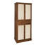 Armoire à 4 portes avec 1 tiroir, charge de 210 livres, processus d'ingénierie, résistant aux rayons du soleil et aux égratignures, tablettes intérieures réglables, charnière en métal pour ouverture à 180 degrés, accessoire de surmatelas, noyer, panneau de particules