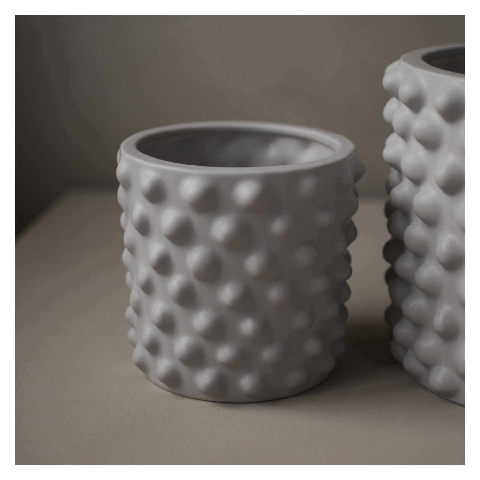 Genesta Ceramic Table Vase, 5.12" H x 5.91" W x 5.91" D, Greige