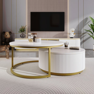 Table basse gigogne moderne avec tiroir 27,6 po Modern