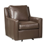 Herores 32" Wide Top Grain Leather Swivel Armchair