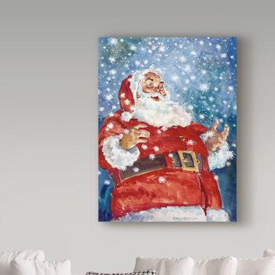 «Jolly Santa» Hollen, reproduction de peinture à l'huile sur toile tendue