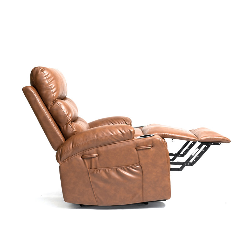 21"Seat Width,Large Size Electric Power Lift Recliner Chair Sofa For Elderly, 8 Point Vibration Massage And Lumber Heat, Remote Control, Side Pockets And Cup Holders, Cozy Fabric, Overstuffed Arm Pu