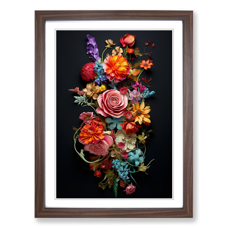 Floral Conceptual - Framed Print, 64cm H x 46cm W x 2cm D, Walnut