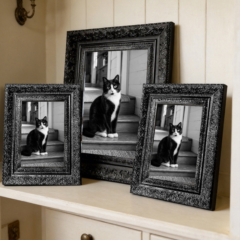 Cadre photo simple noir 3 pièces 8 po x 10 po à motif cadeau, Noir, 3, L 8 po x H 10 po