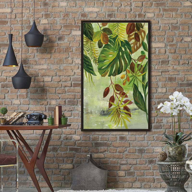 «Tropical Greenery II» par Silvia Vassileva - Peinture, Cadre flottant espresso, H 51,5 po x l 31,5 po x P 2 po
