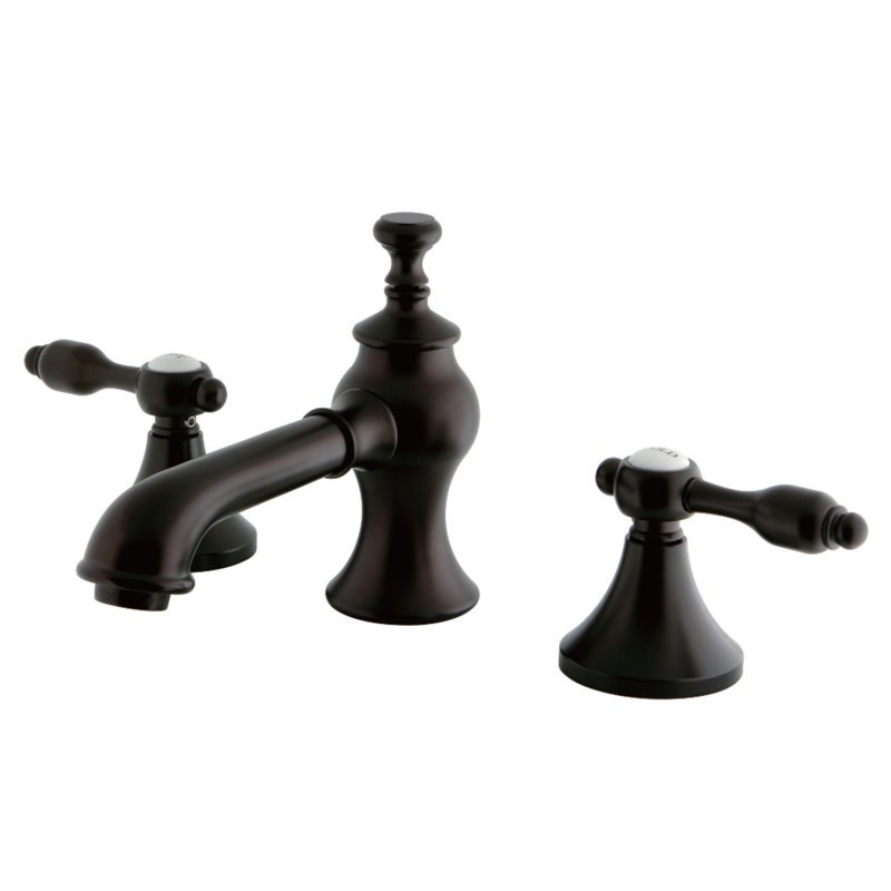 Kingston Brass Templeton Two-Handle 3-Hole Deck Mount Widespread Bathroom Faucet with Brass Pop-Up Drain, Oil Rubbed Bronze