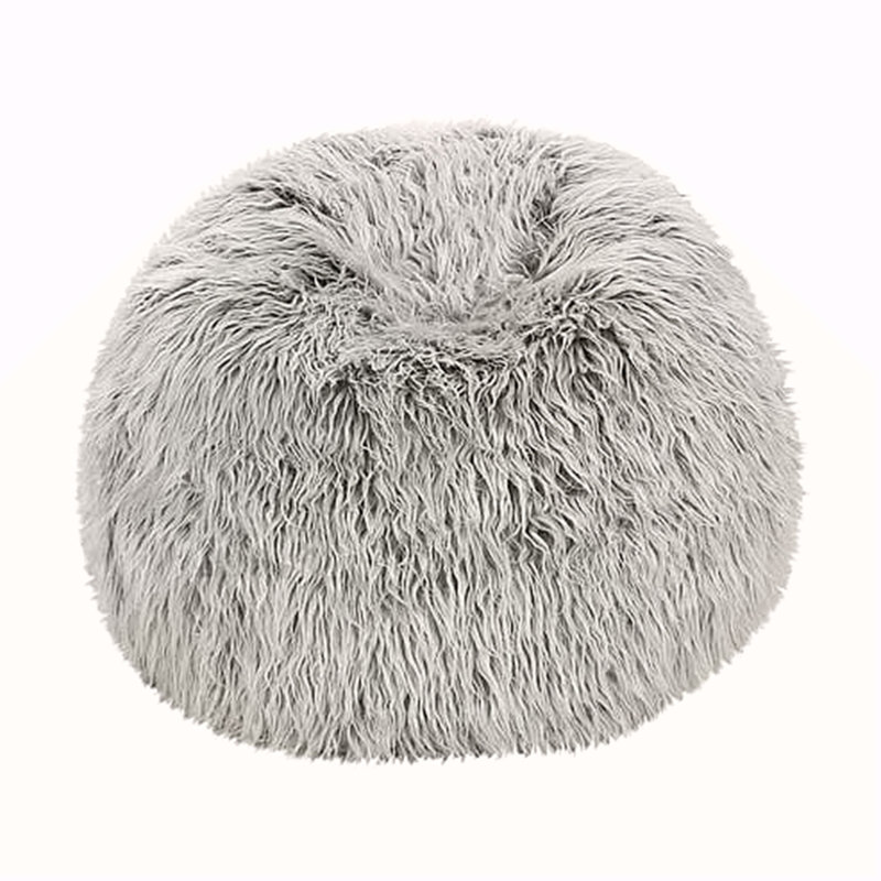 Fauteuil à billes en fausse fourrure gris argenté 3 pieds, gris argenté