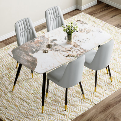 5 - Piece Marble Top Dining Set