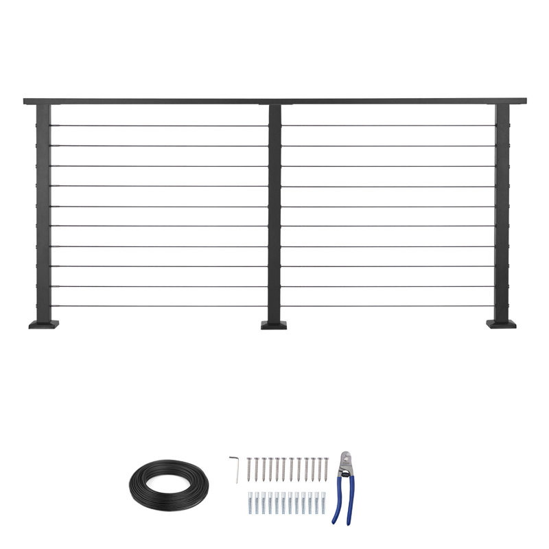Ensemble de garde-corps complet en acier inoxydable noir mat de 6,5 pi