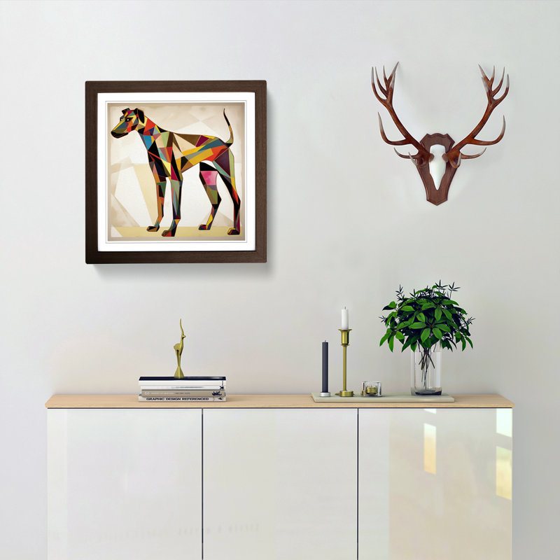Greyhound Dog Constructivism - Framed Print, Walnut