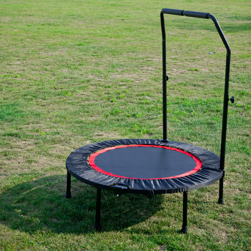 OFIYAA Round Fitness Trampoline with Handlebar, Pink