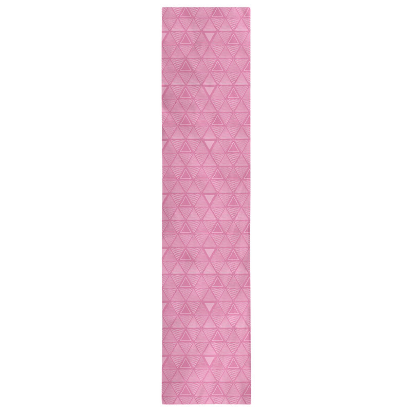 Hand Drawn Triangle Table Runner, 16" x 90", Pink