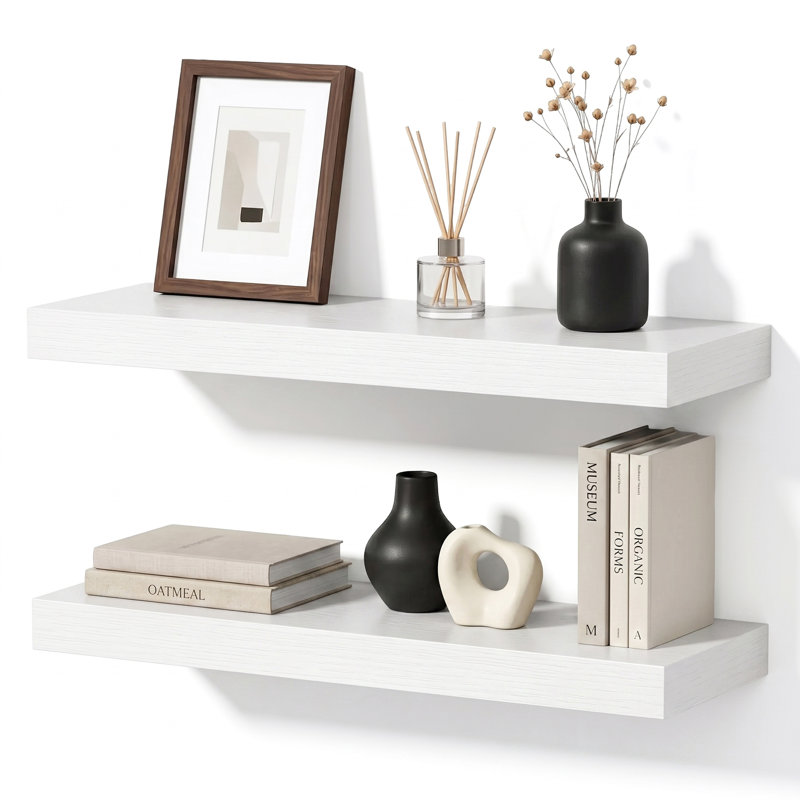 Tablettes flottantes blanches de 23,6 po, tablette flottante murale pour le salon, la chambre à coucher et la salle de bain
