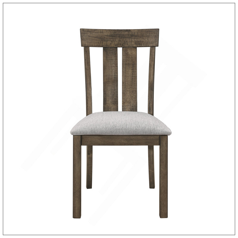 Chaise de salle à manger 2 pièces en chêne brun et en tissu gris de style campagnard rustique, assise rembourrée pour plus de confort et de durabilité