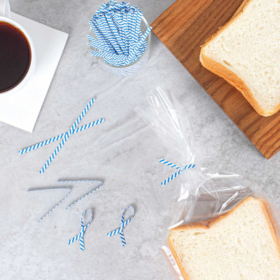 Restaurantware Twist Ties 500 Pack of 4-Inch Reusable Paper Bag Ties Laminated Gripping Strong Blue Flush-Cut Bread, Candy, Coffee, Cookie, Bakery Bag, Party, Gifts, Cake Pops, Packaging