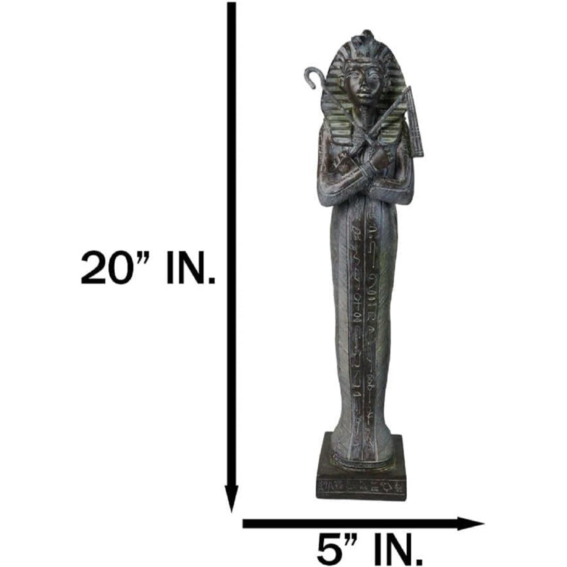Figurine de sarcophage de pharaon égyptien antique avec crook et fléau H 16 po