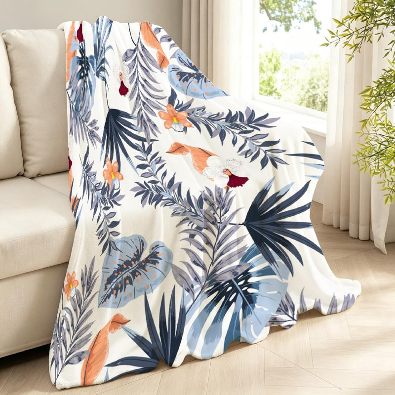 Jeté en flanelle bleue ultra douce, imprimé Hawaii, Jeté 40 po x 50 po