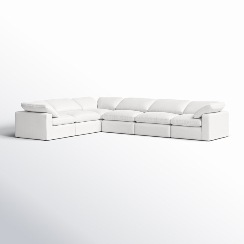 Canapé modulaire rembourré 6 pièces Wonardo, Tissu en coton blanc