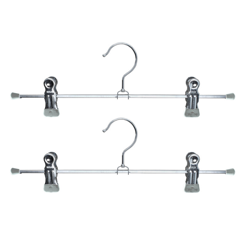 Cintre pour pantalons antidérapant avec pinces, Argent, H 4,5 po x l 15,75 po x P 1,12 po