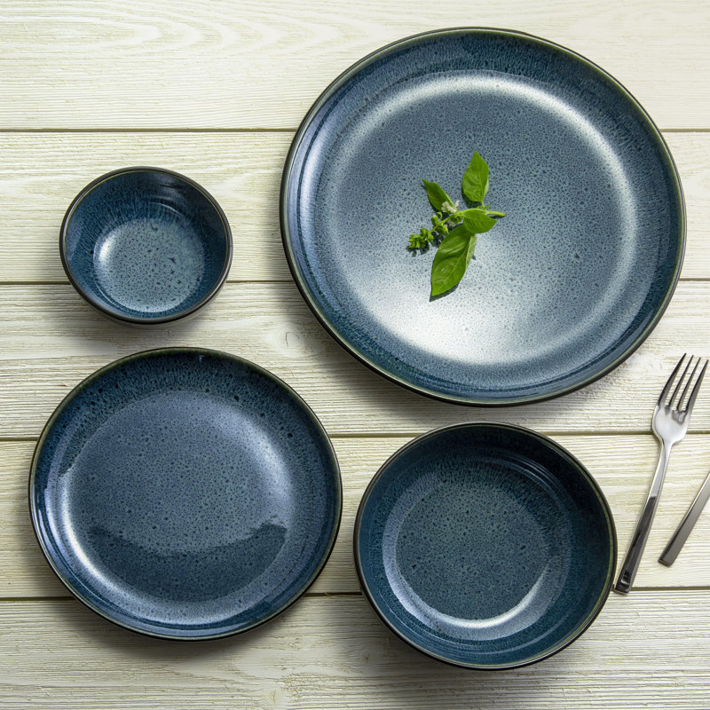 Resona Stoneware 16 Piece Dinnerware Set - Service for 4, Blue