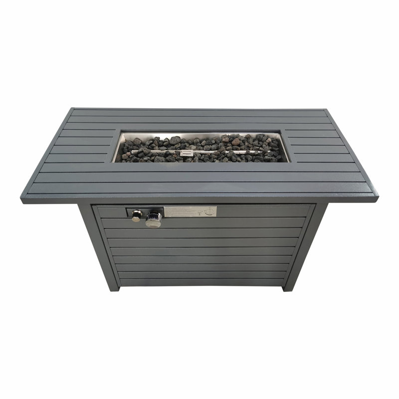 Table de foyer d'extérieur en acier durable avec flamme réglable et couvercle pour une utilisation polyvalente sur le patio