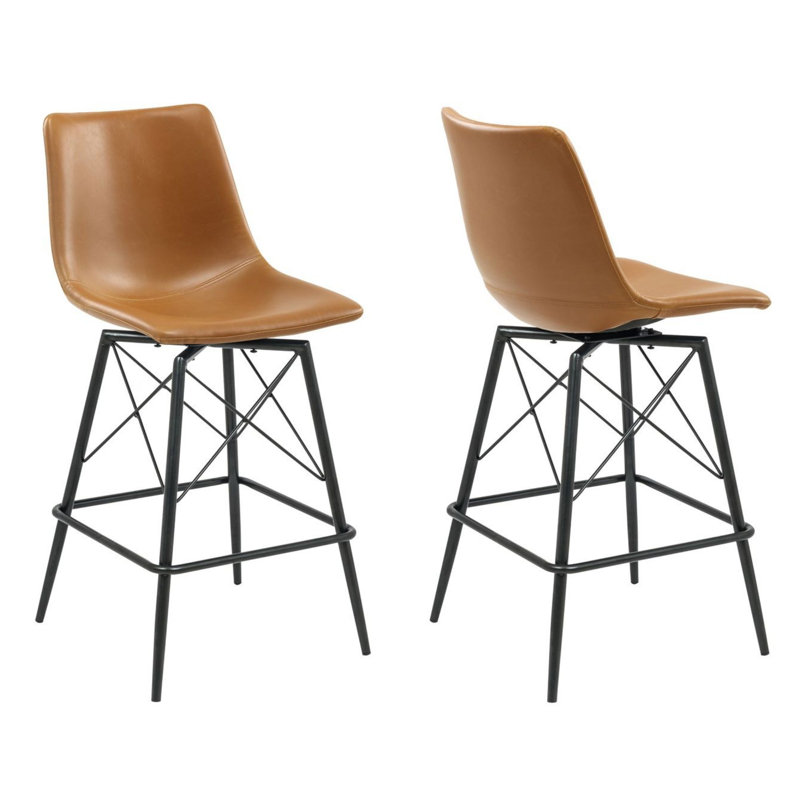 Tabouret de comptoir pivotant en similicuir 26 po Senetra Oconnor (ensemble de 2), Tanné