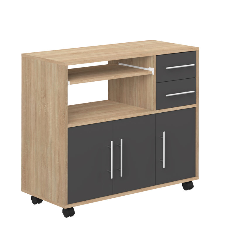 Seyma Wood Kitchen Cart, Black/Oak