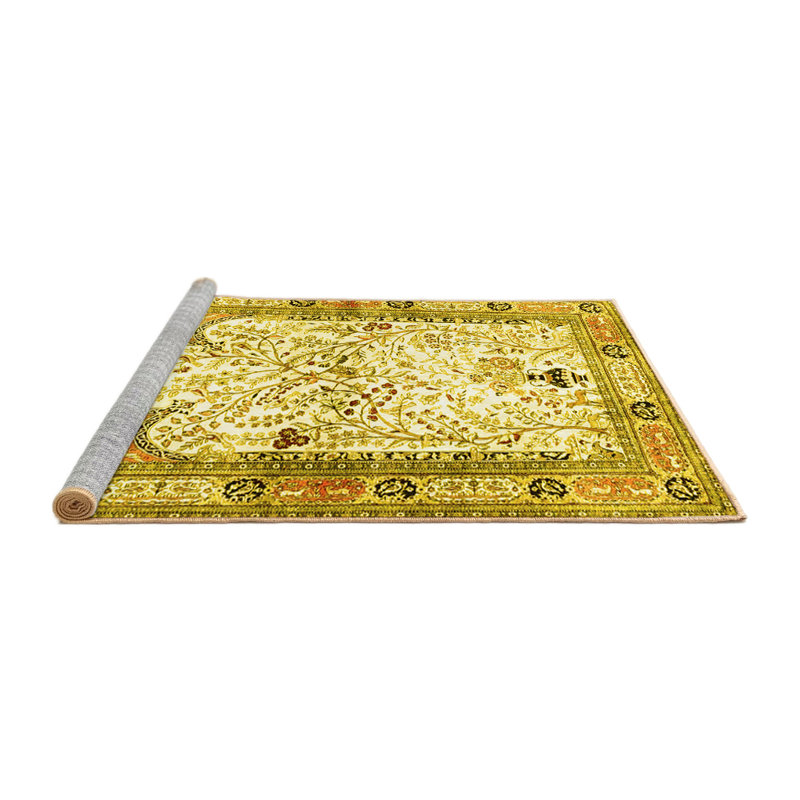 Tapis traditionnels jaunes 4643, Rond 5 pi