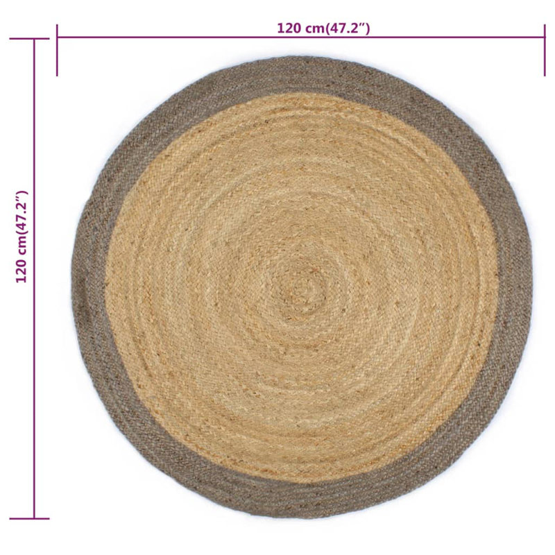 Charlotte Natural/Grey Rug, Round 120cm