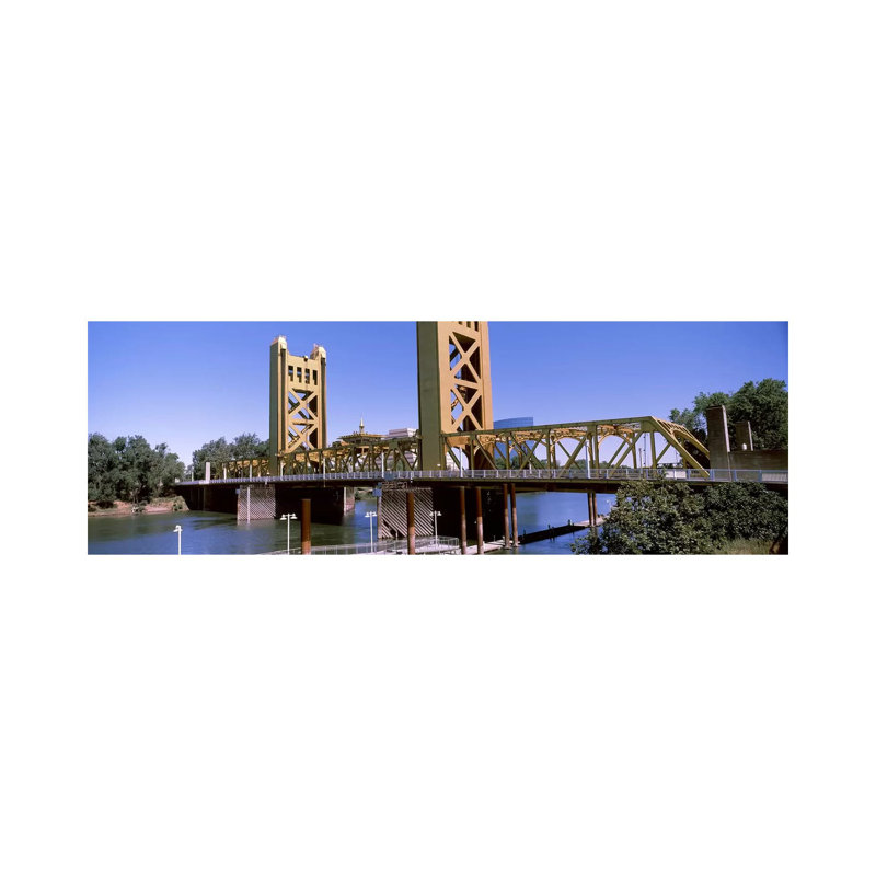 Tower Bridge, Sacramento, CA, USA 1 Piece Wrapped Canvas Panoramic Wall Art, 30.48 cm H x 91.44 cm W x 3.175 cm D