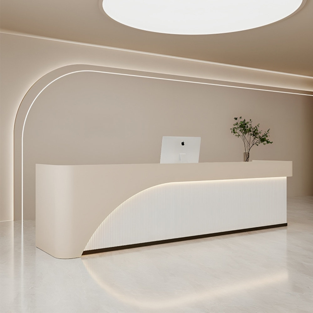 Ivy Bronx Kaynaat Rectangular Laminate Reception Desk with Filing