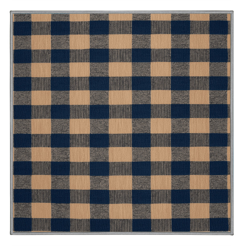 Tapis gris à carreaux lavable à la machine, Carré 6 pi