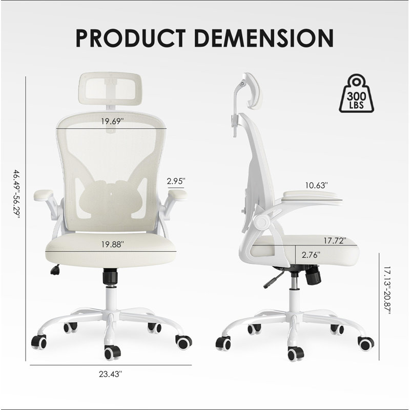 Chaise de bureau ergonomique, chaise de bureau avec appui-tête, chaise d'ordinateur à haut dossier avec accoudoirs et support lombaire réglable pour la salle d'étude de bureau à domicile