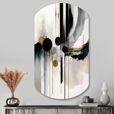 «Sistina Abstract Transitional Shapes V - Abstract Shapes Cylinder», art mural en métal noir asymétrique