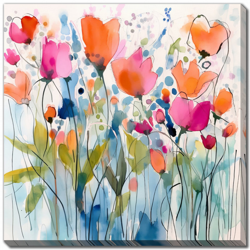 «Rustic Red Floral I», art mural sur toile