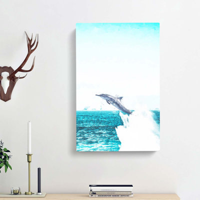 Jumping Dolphin - Wrapped Canvas Painting