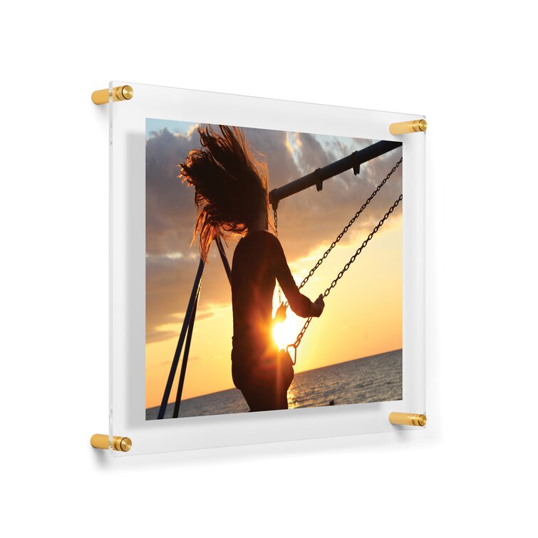 Clear Acrylic Tabletop Float Frame for 8x10 Photos Gold by Wexel Art