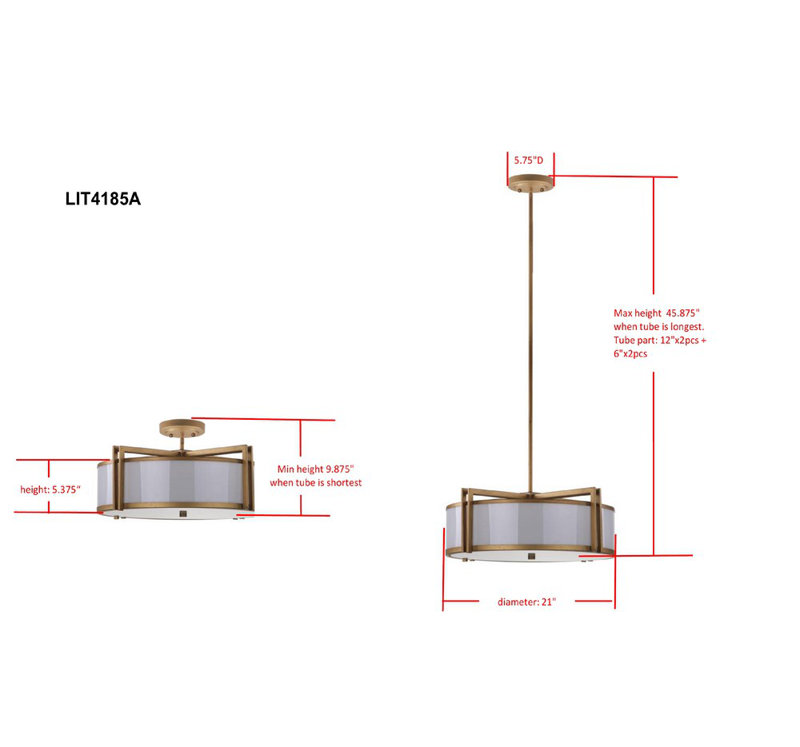 5 - Light Dimmable Drum Chandelier